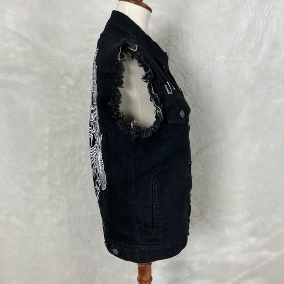 Killstar Black Sleeveless Denim Kali Vest Goddess NWT Unisex S - Picture 4 of 8